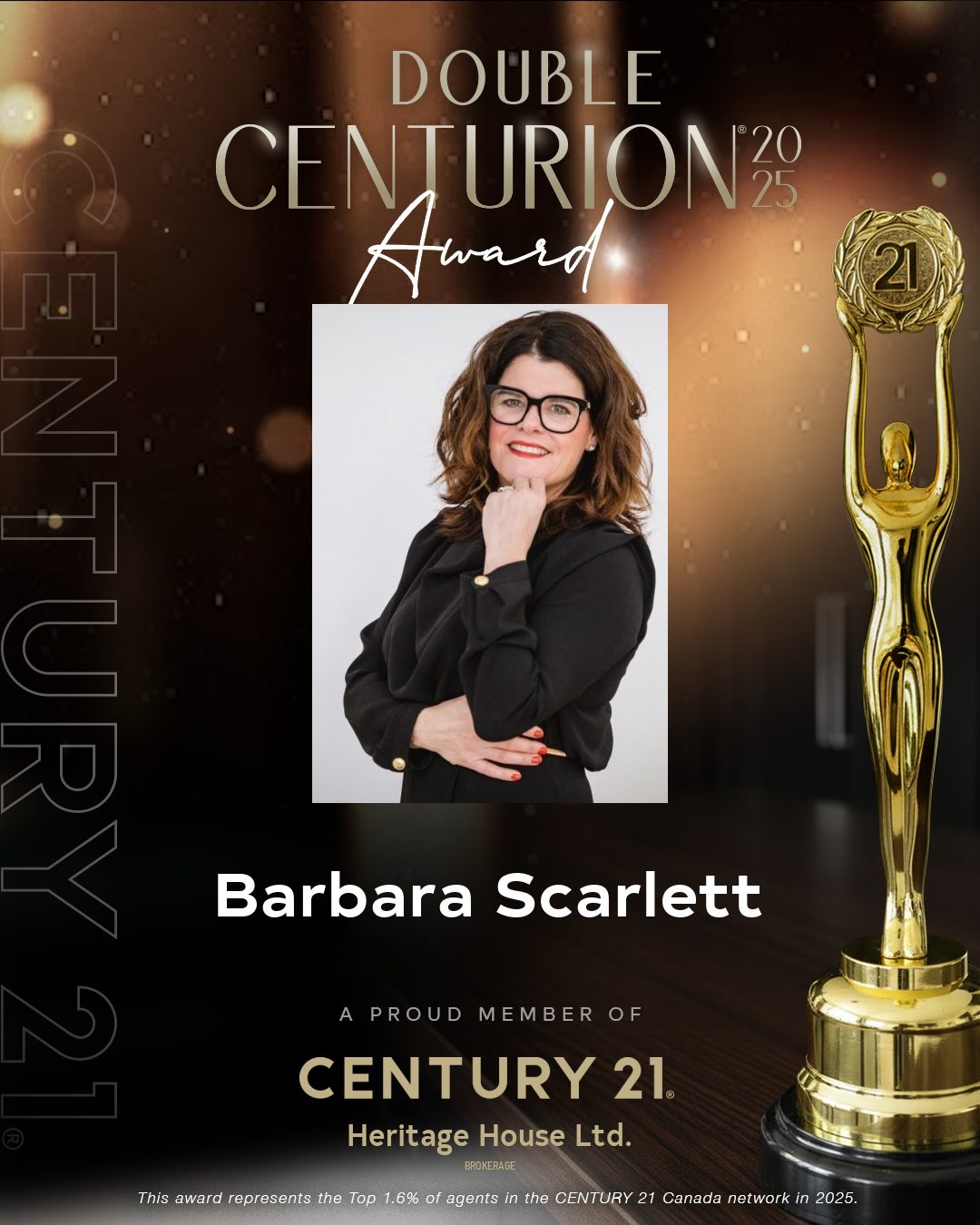 Barbara Scarlett - Century 21 Canada Double Centurion Award 2025, top 1.6% of agents in the Century 21 Canada network