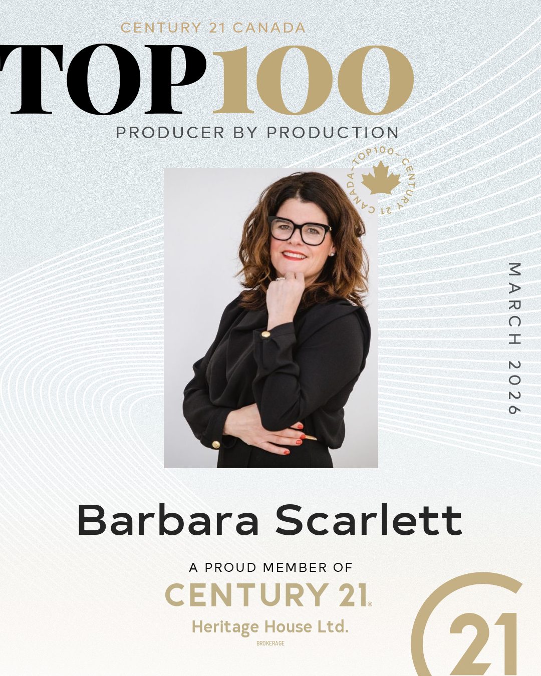 Barbara Scarlett - Century 21 Canada Top 100 Producer by Production, March 2026