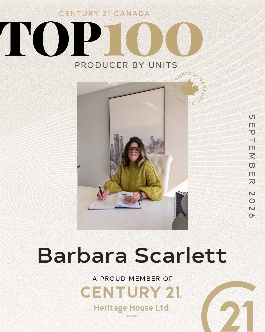 Barbara Scarlett - Century 21 Canada Top 100 Producer by Units, September 2026